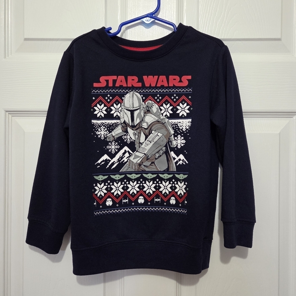 Gap Star Wars Mandalorian Christmas Holiday Kids Navy Blue Pajama Top Size 4